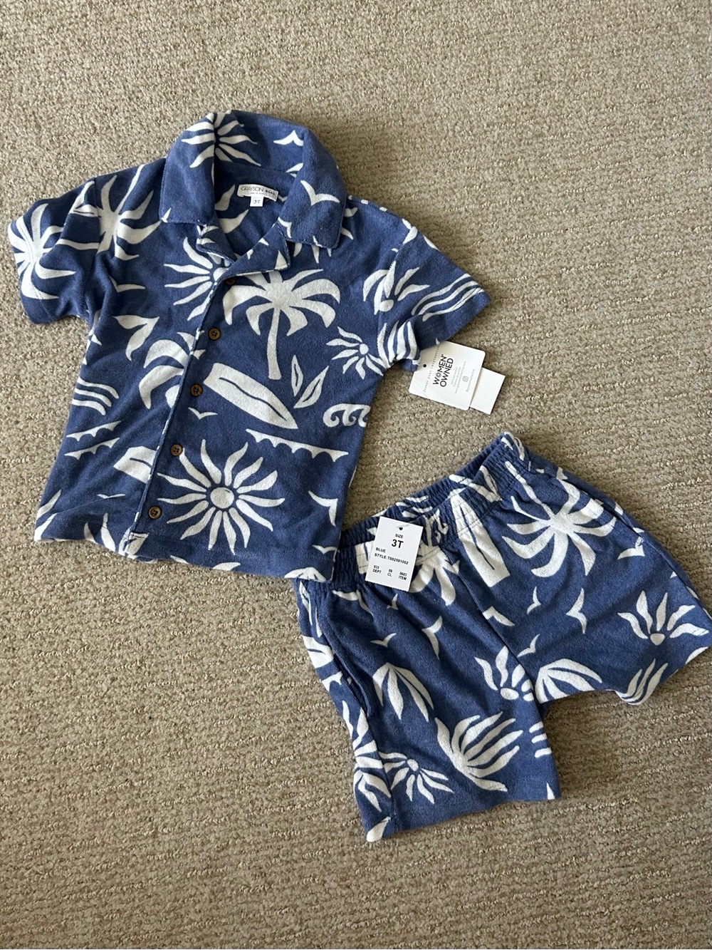 NWT Grayson Mini Toddler Blue & White Tropical Resort Set 3T